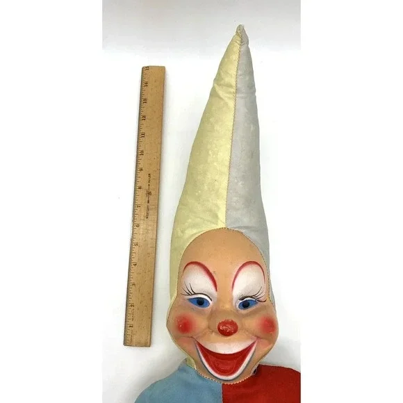 Vintage Hard Faced Clown Jester Large Plush Stuffed Animal 1950’s 1960’s - Picture 7 of 12